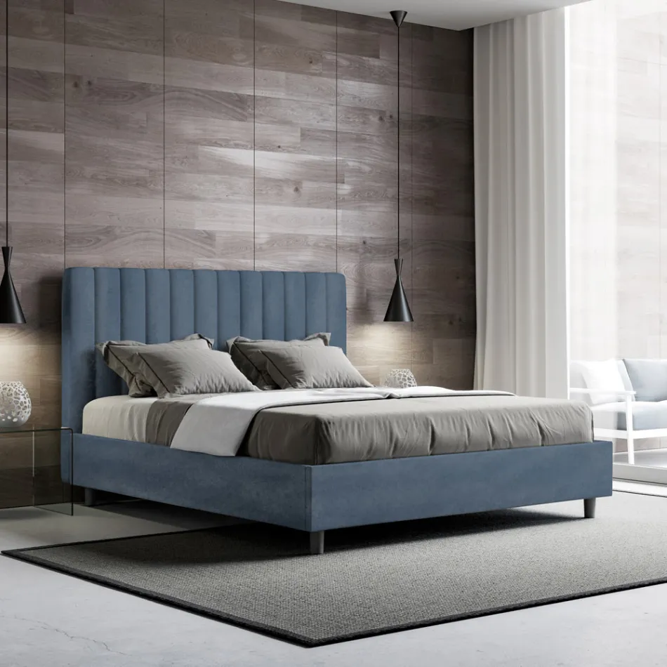 Postel z mikrovlákna 160x200 cm se symetrickými svislými liniemi vyrobená v Itálii - Glove Viadurini