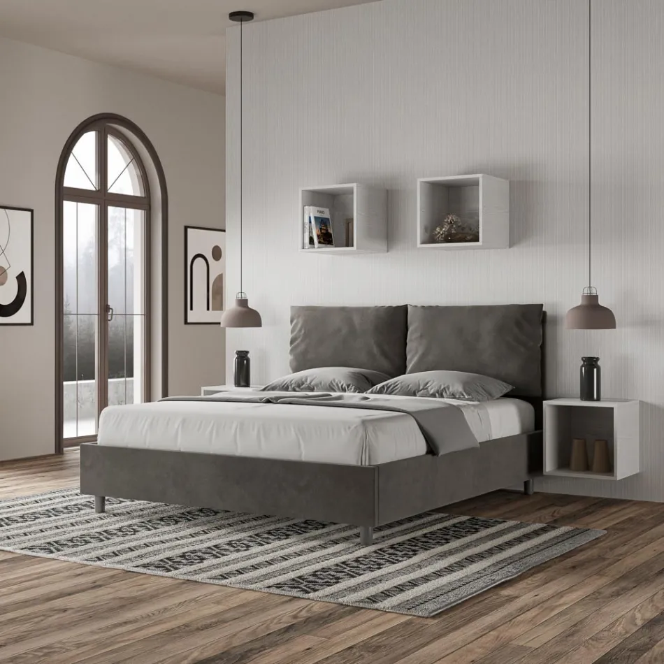 Čelo postele 160x200 cm s polštáři z mikrovlákna Vyrobeno v Itálii - Olympics Viadurini