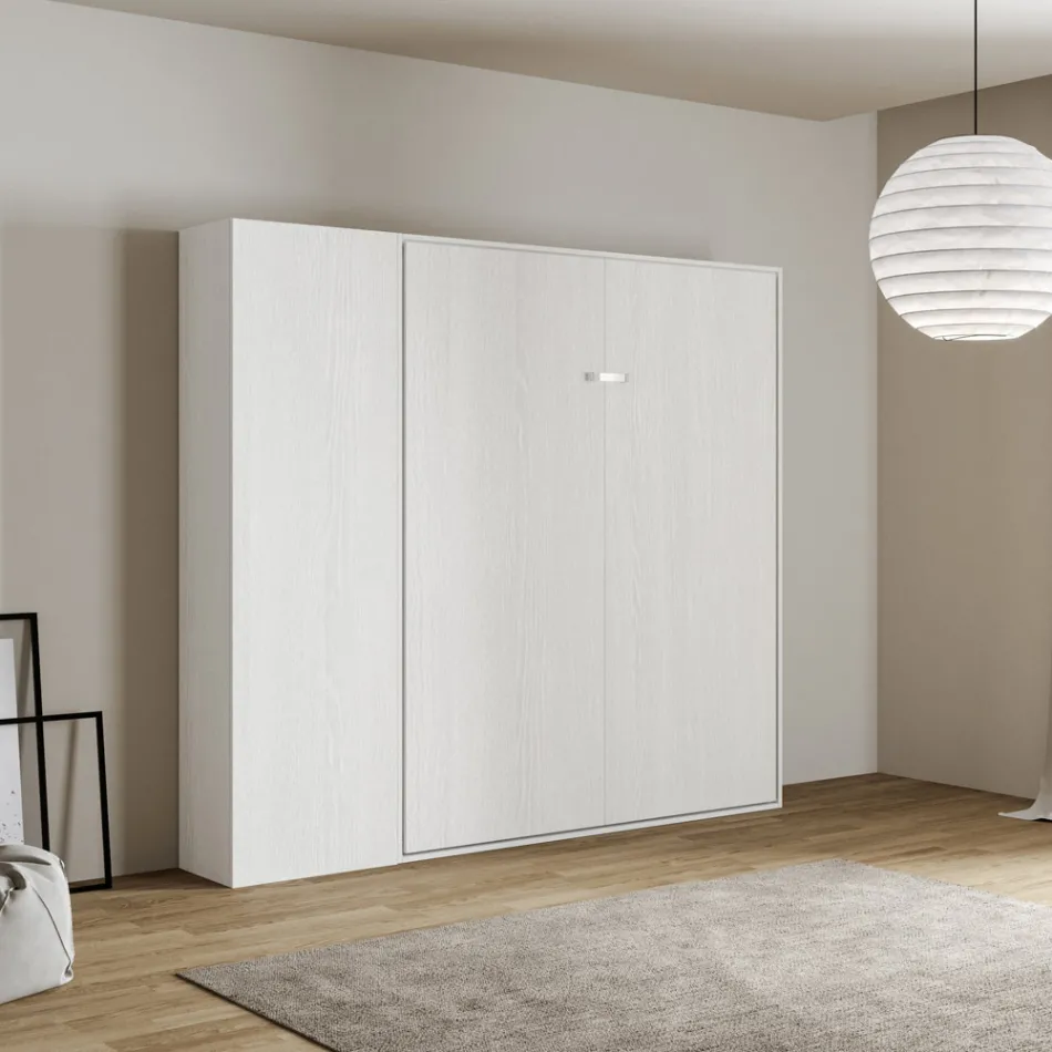 Manželská postel s vertikálním výklopným sloupkem a sloupkem - Magicompare Viadurini