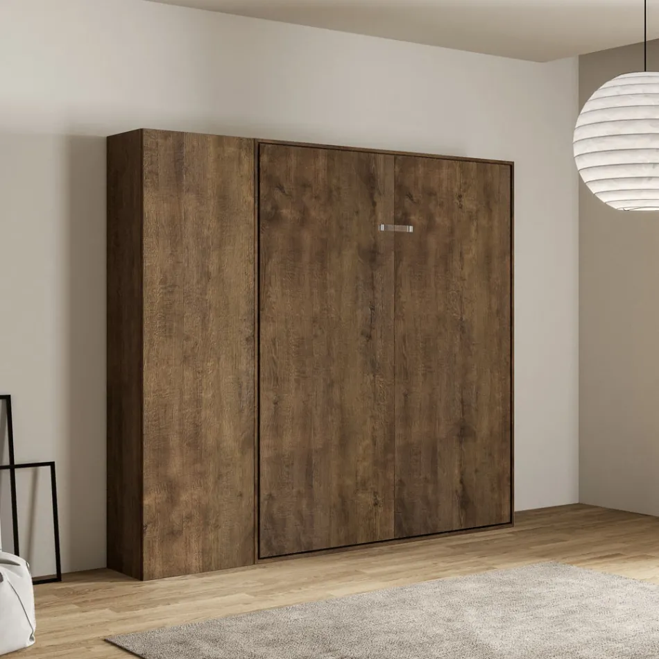 Manželská postel s vertikálním výklopným sloupkem a sloupkem - Magicompare Viadurini