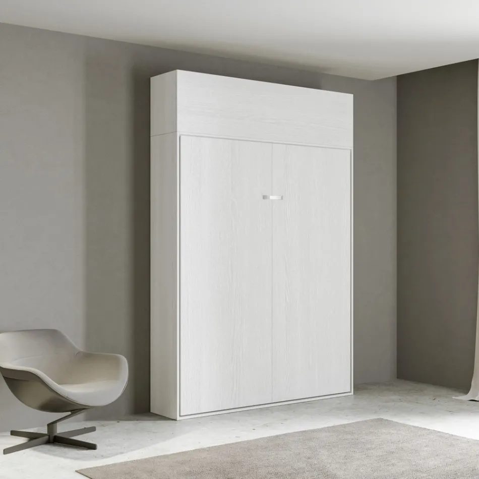 Manželská postel s vertikálním výklopným ložem a horním dílem - Magicompare Viadurini