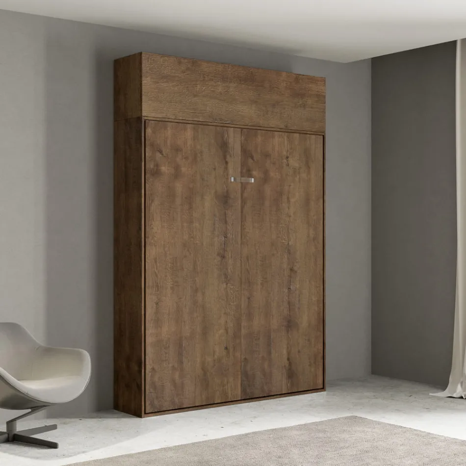 Manželská postel s vertikálním výklopným ložem a horním dílem - Magicompare Viadurini