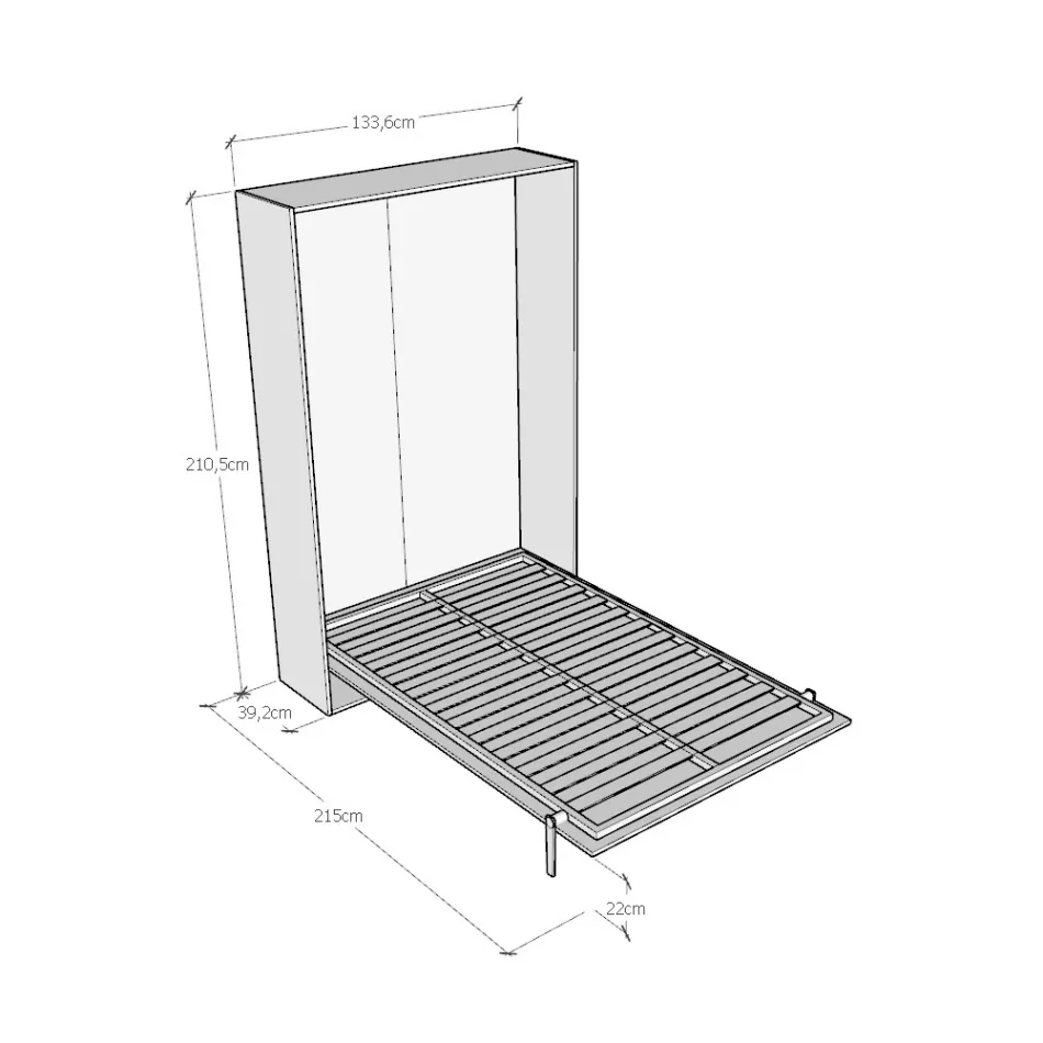 Manželská postel s vertikálním výklopným ložem v různých povrchových úpravách - Magicompare Viadurini