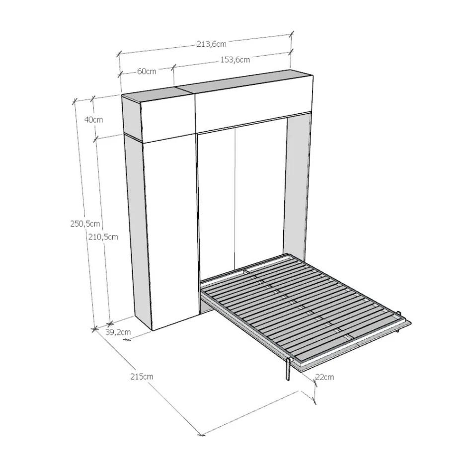 Vertikální skládací francouzská postel s horním dílem a sloupkem - Magicompare Viadurini