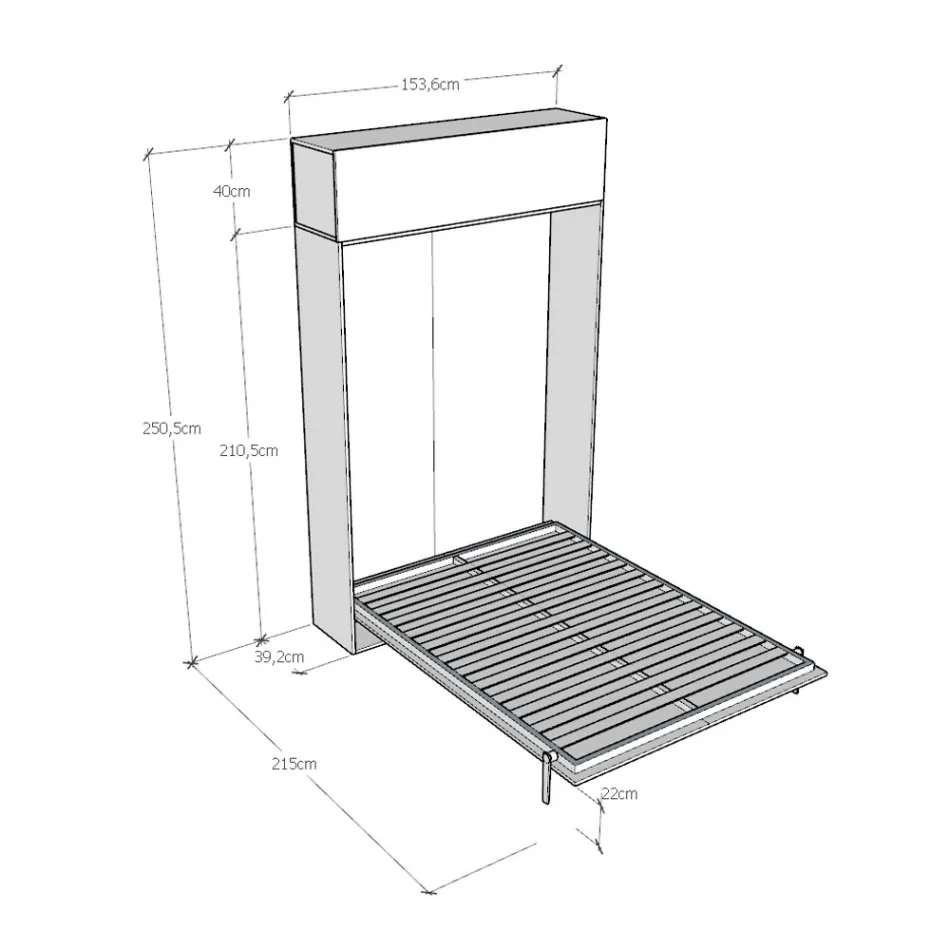 Vertikální skládací francouzská postel s horním dílem - Magicompare Viadurini
