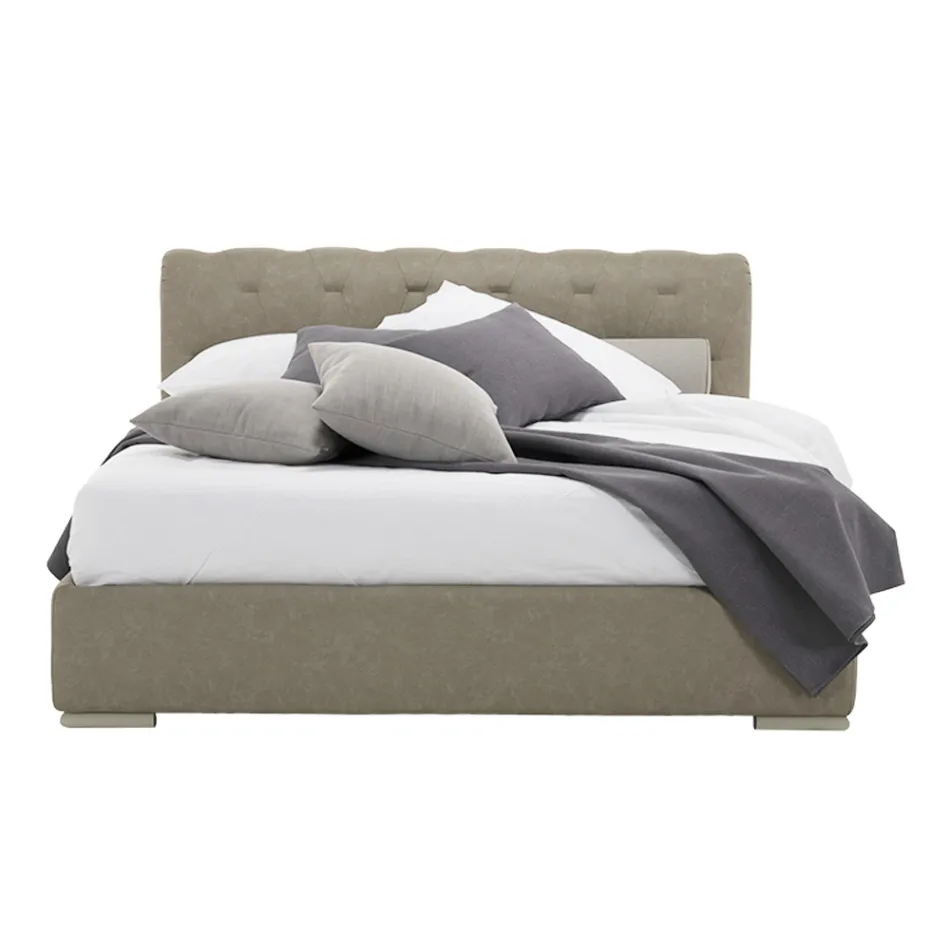 Postel s dvojitým úložným prostorem z ekokůže nebo látky vyrobené v Itálii – panenka Viadurini