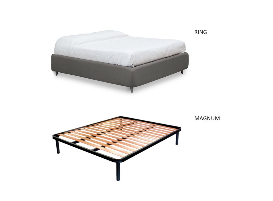 Plnohodnotná postel s polstrovaným čelem a nohami Made in Italy - Aaron Viadurini