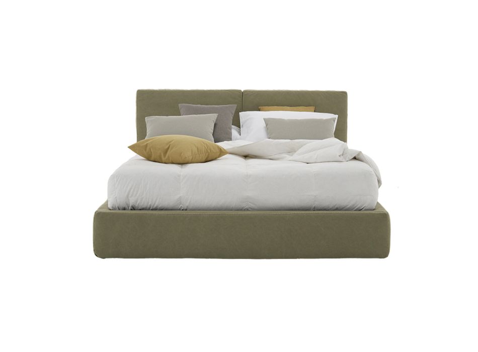Čalouněná manželská postel s boxem z ekokůže Made in Italy - Desert Viadurini