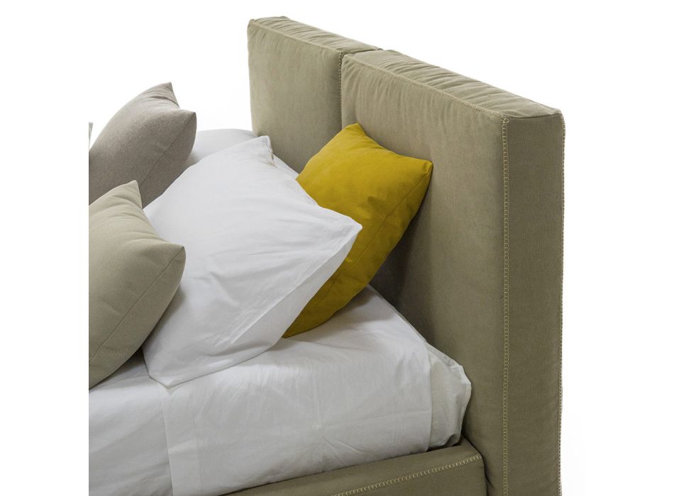 Čalouněná manželská postel s boxem z ekokůže Made in Italy - Desert Viadurini