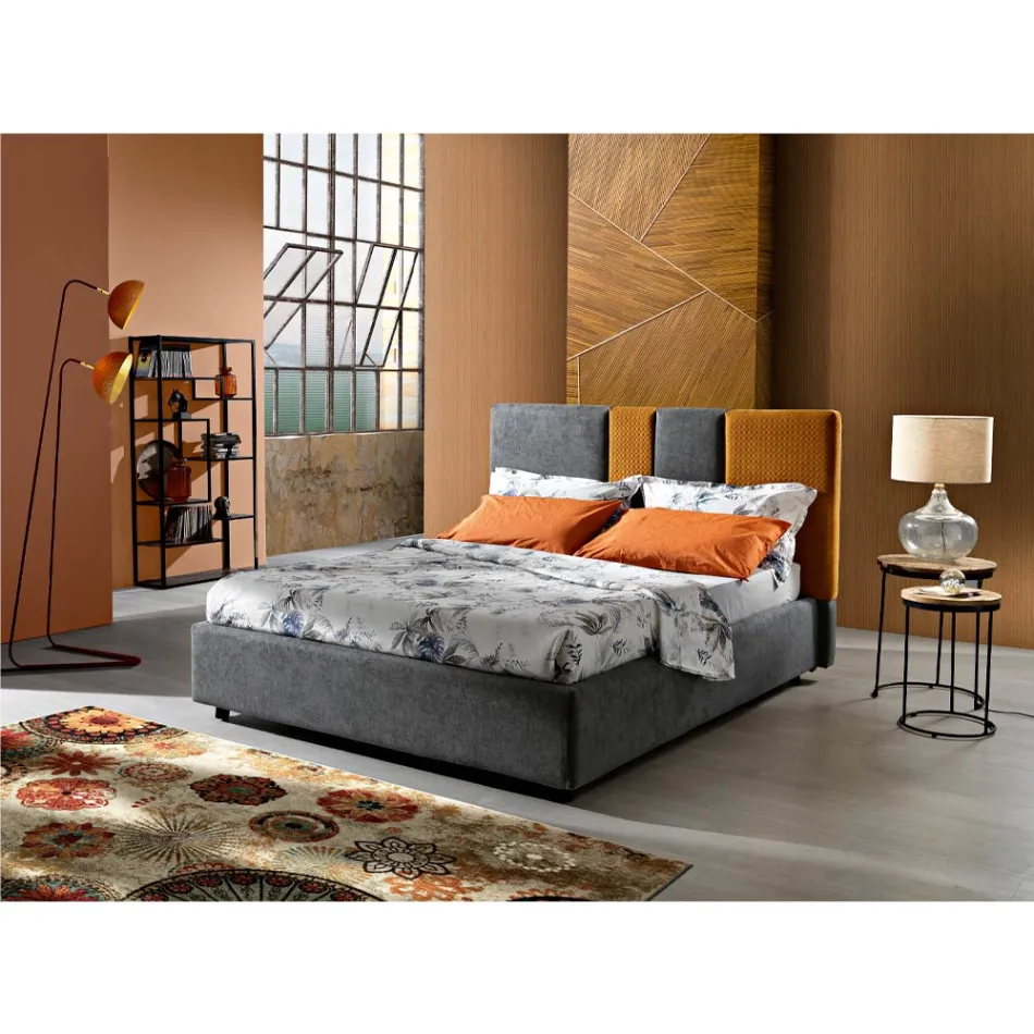 Moderní čalouněná manželská postel se sklady nebo prošívaný design - Thomas Viadurini