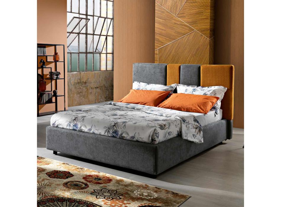 Moderní čalouněná manželská postel se sklady nebo prošívaný design - Thomas Viadurini