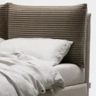 Manželská postel 160x190 se 2 měkkými polštáři v čele - Tramonti Viadurini