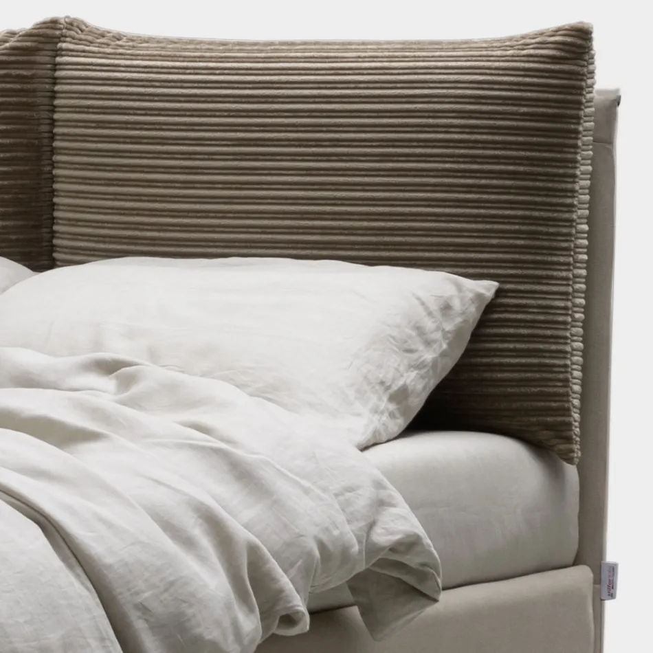 Manželská postel 160x190 se 2 měkkými polštáři v čele - Tramonti Viadurini