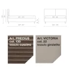 Manželská postel 160x190 se 2 měkkými polštáři v čele - Tramonti Viadurini