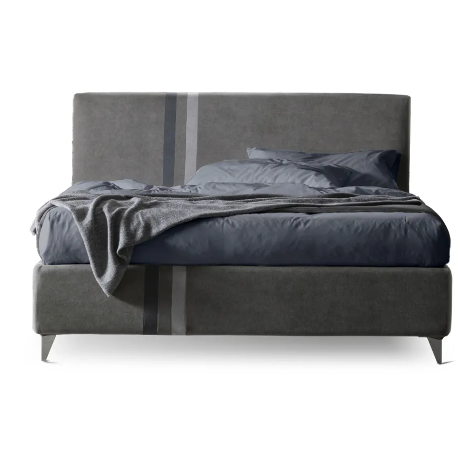 Manželská postel 160x190 se 2 dvoubarevnými vertikálními a paralelními pruhy - Paolo Viadurini