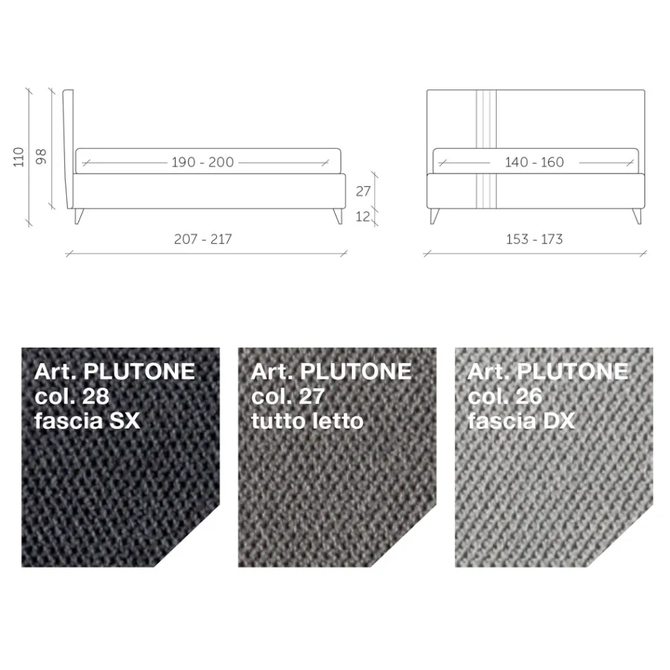 Manželská postel 160x190 se 2 dvoubarevnými vertikálními a paralelními pruhy - Paolo Viadurini