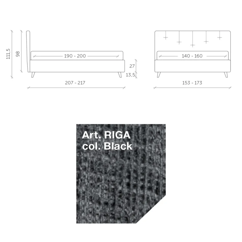 Manželská postel 160x190 s vertikálními embosovanými šňůrami - maska Viadurini