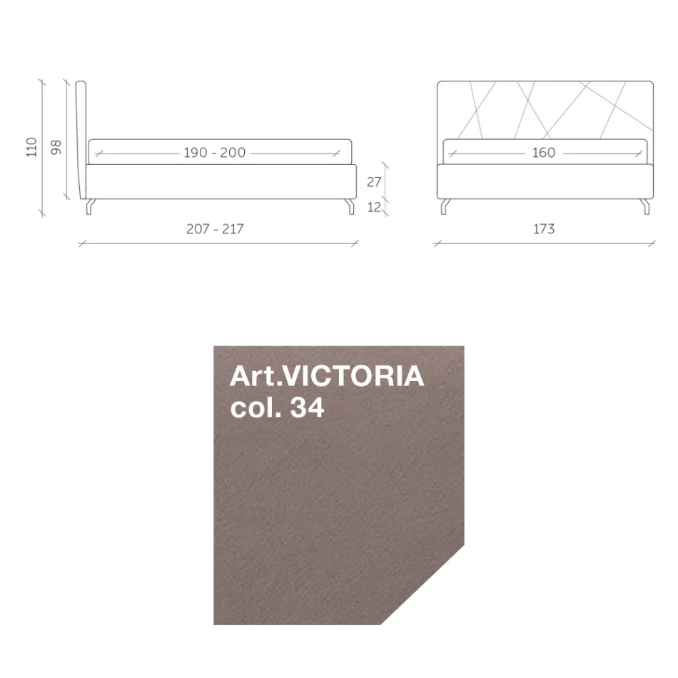 Manželská postel 160x190 s geometrickým prošíváním - Ciottolino Viadurini