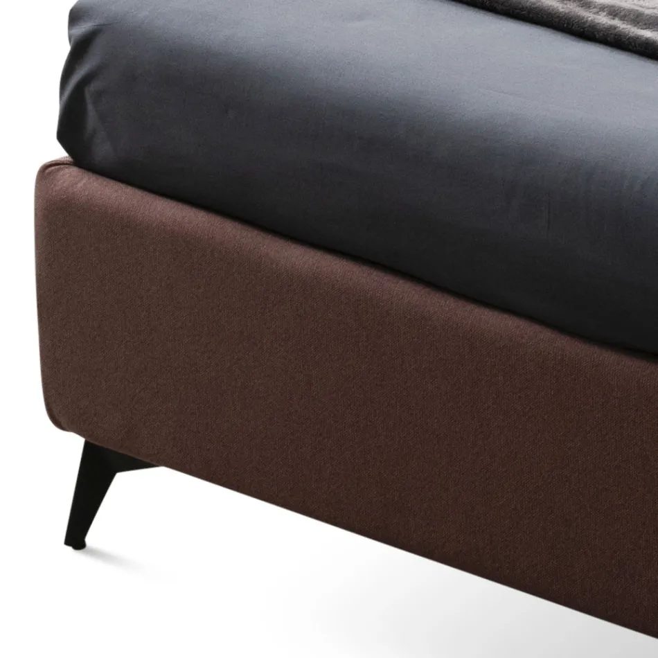 Manželská postel 160x190 se zakřivenými liniemi a dvojitým prošívaným pásem - Gioie Viadurini