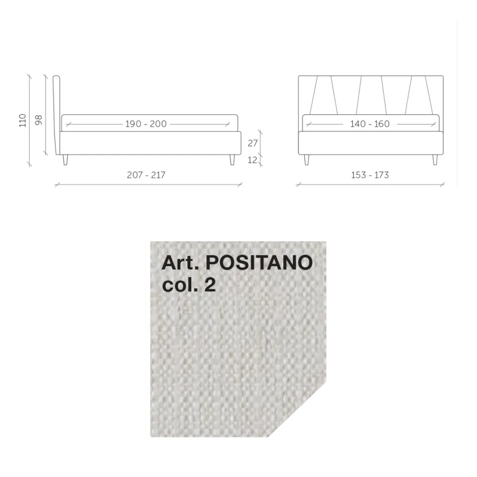 Manželská postel 160x190 se šikmými lankovými profily v čele - Euforie Viadurini