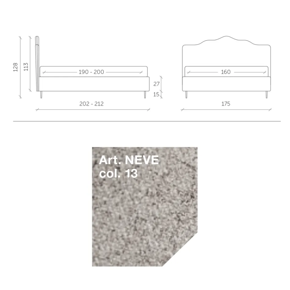 Manželská postel 160x190 s obvodovým volánkovým čelem Made in Italy - Rest Viadurini