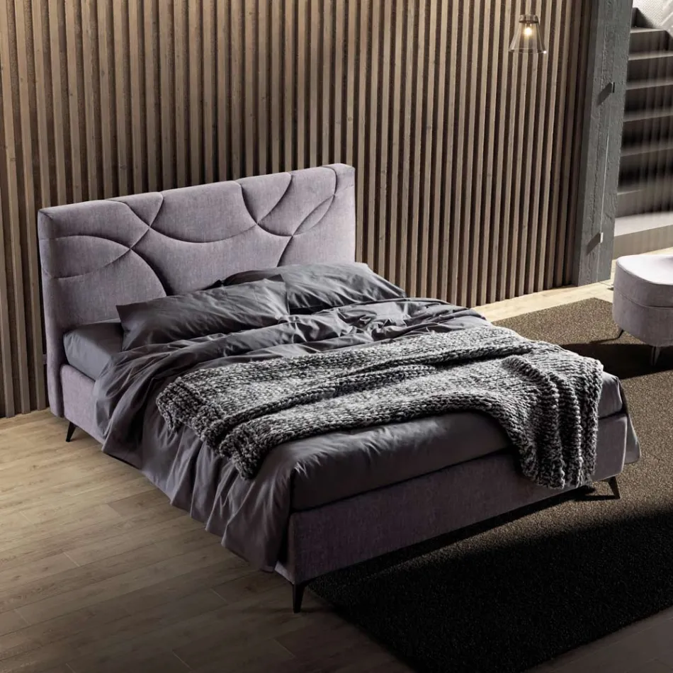 Manželská postel 160x190 s prošíváním příčných křivek - slunečnice Viadurini