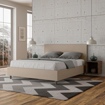 Manželská postel 160x200 cm s čelem z umělé kůže Vyrobeno v Itálii - Pallone Viadurini