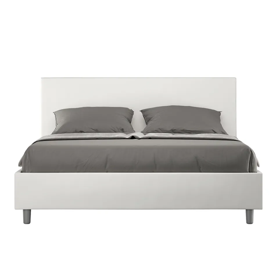 Manželská postel 160x200 cm s čelem z umělé kůže Vyrobeno v Itálii - Pallone Viadurini