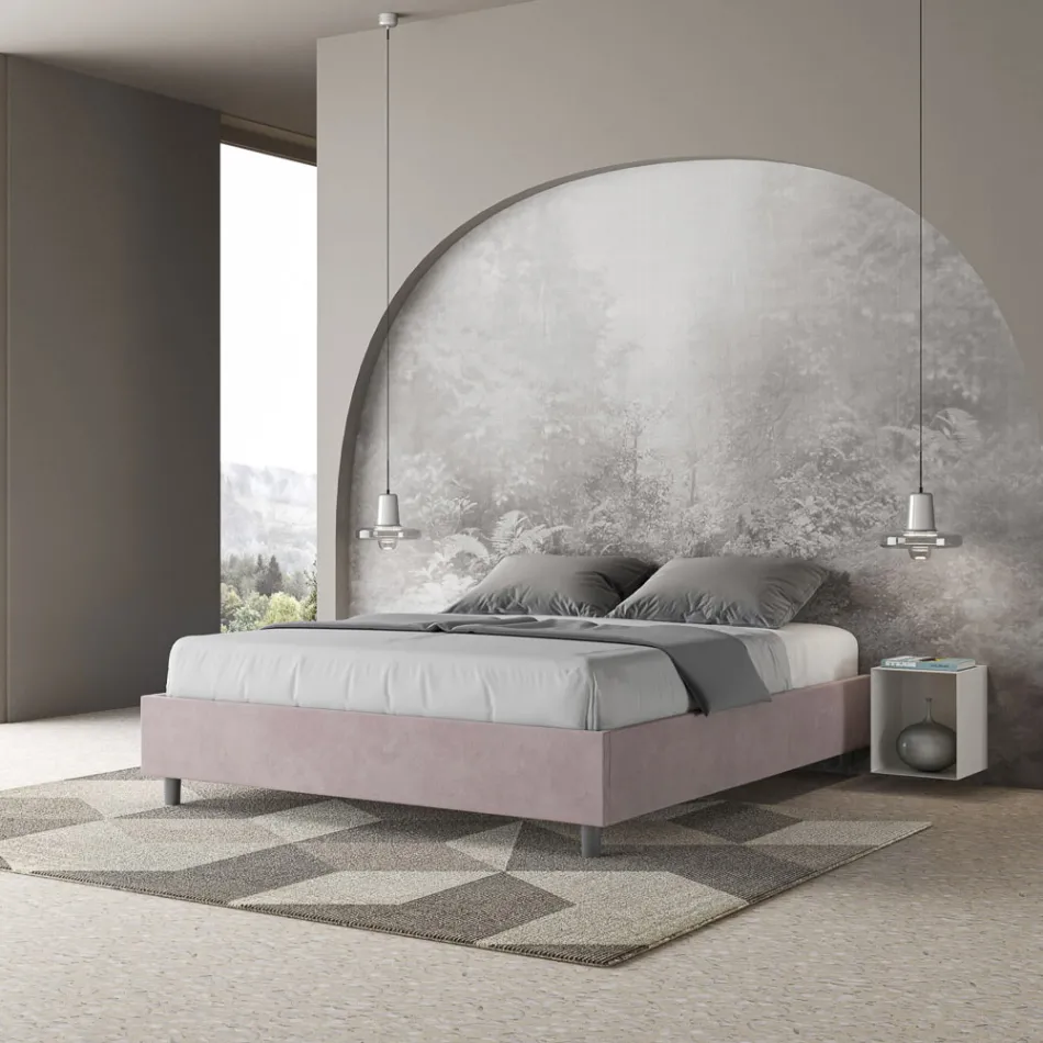 Manželská postel 160x200 cm potažená mikrovláknem vyrobená v Itálii - Athlete Viadurini