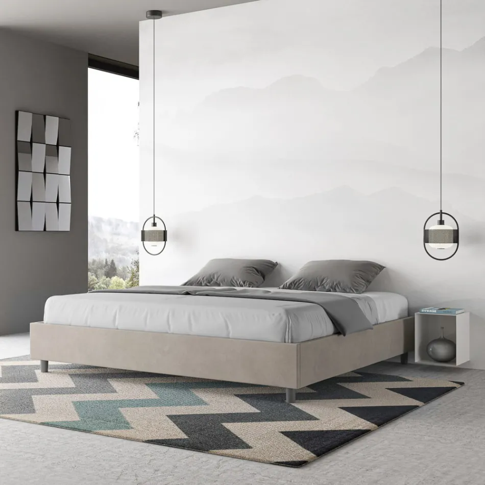 Manželská postel 190x200 cm potažená mikrovláknem vyrobená v Itálii - Athlete Viadurini