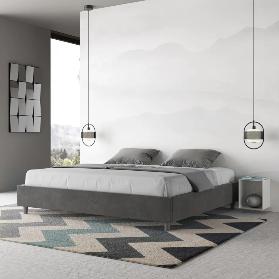 Manželská postel 190x200 cm potažená mikrovláknem vyrobená v Itálii - Athlete Viadurini