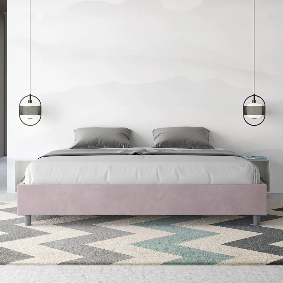 Manželská postel 190x200 cm potažená mikrovláknem vyrobená v Itálii - Athlete Viadurini