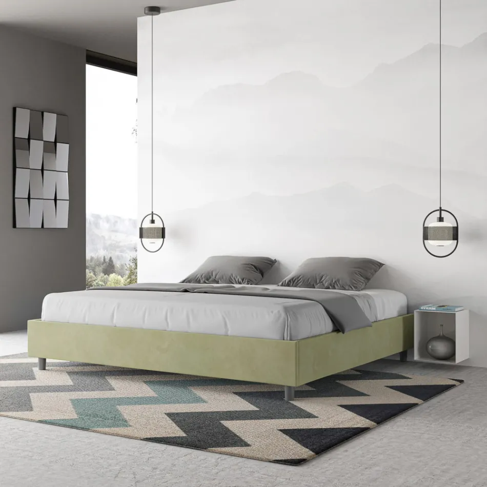 Manželská postel 190x200 cm potažená mikrovláknem vyrobená v Itálii - Athlete Viadurini