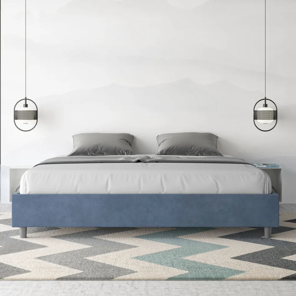 Manželská postel 190x200 cm potažená mikrovláknem vyrobená v Itálii - Athlete Viadurini