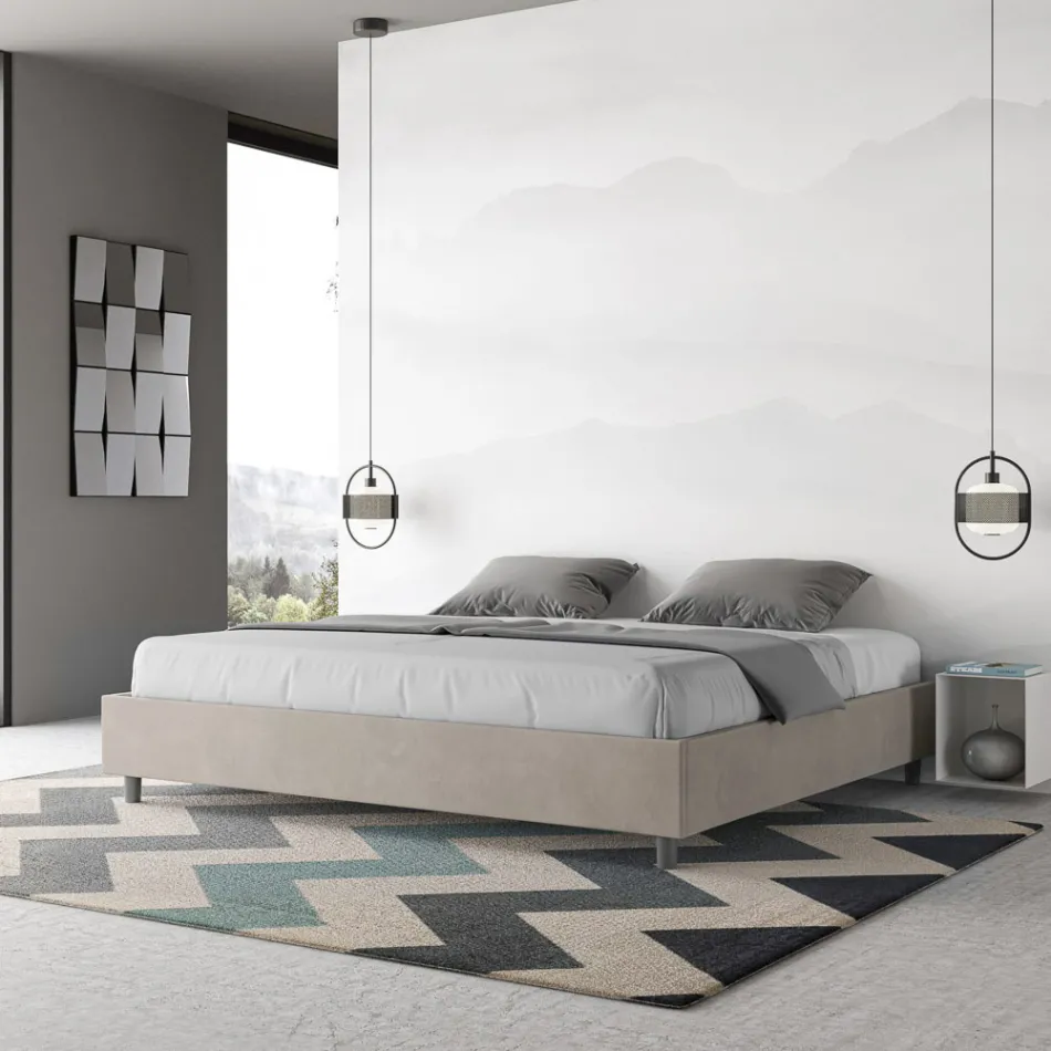 Manželská postel 200x200 cm potažená mikrovláknem vyrobená v Itálii - Athlete Viadurini