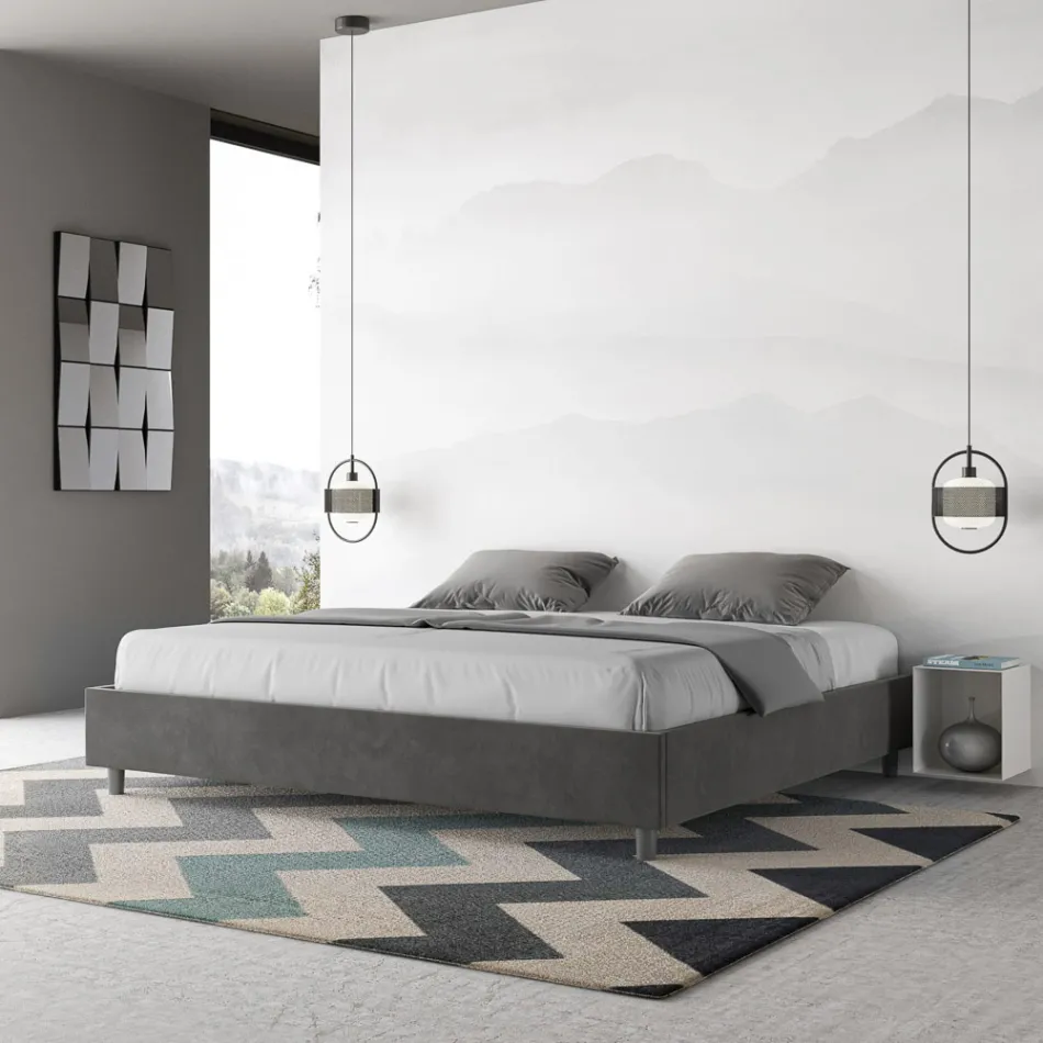 Manželská postel 200x200 cm potažená mikrovláknem vyrobená v Itálii - Athlete Viadurini