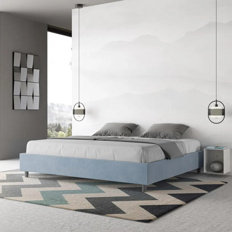 Manželská postel 200x200 cm potažená mikrovláknem vyrobená v Itálii - Athlete Viadurini