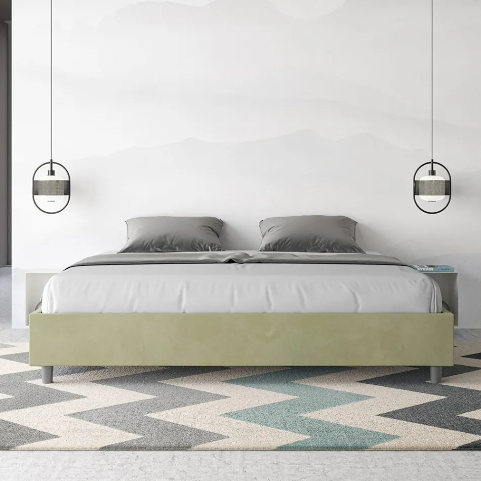 Manželská postel 200x200 cm potažená mikrovláknem vyrobená v Itálii - Athlete Viadurini