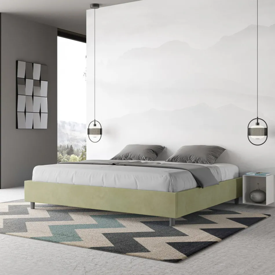 Manželská postel 200x200 cm potažená mikrovláknem vyrobená v Itálii - Athlete Viadurini