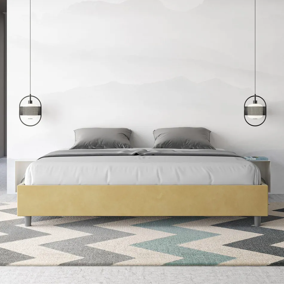 Manželská postel 200x200 cm potažená mikrovláknem vyrobená v Itálii - Athlete Viadurini