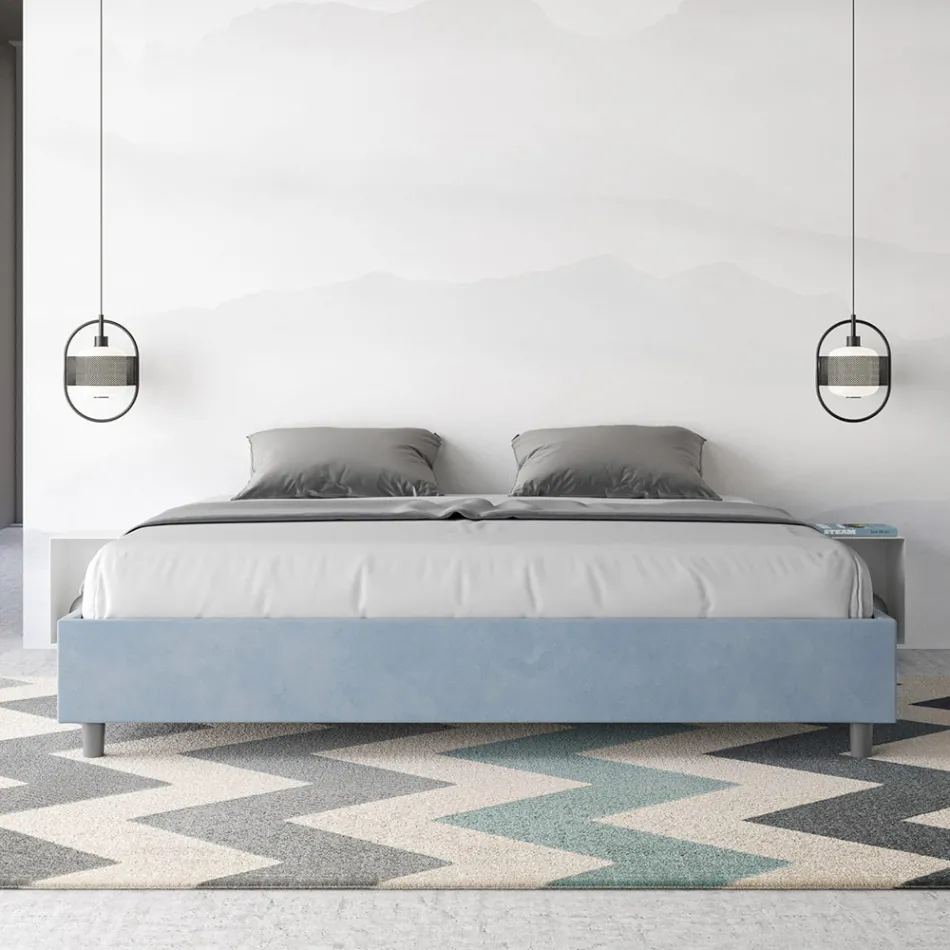 Manželská postel 200x200 cm potažená mikrovláknem vyrobená v Itálii - Athlete Viadurini