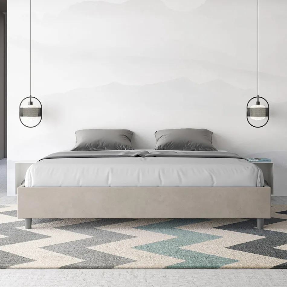 Manželská postel 200x200 cm potažená mikrovláknem vyrobená v Itálii - Athlete Viadurini