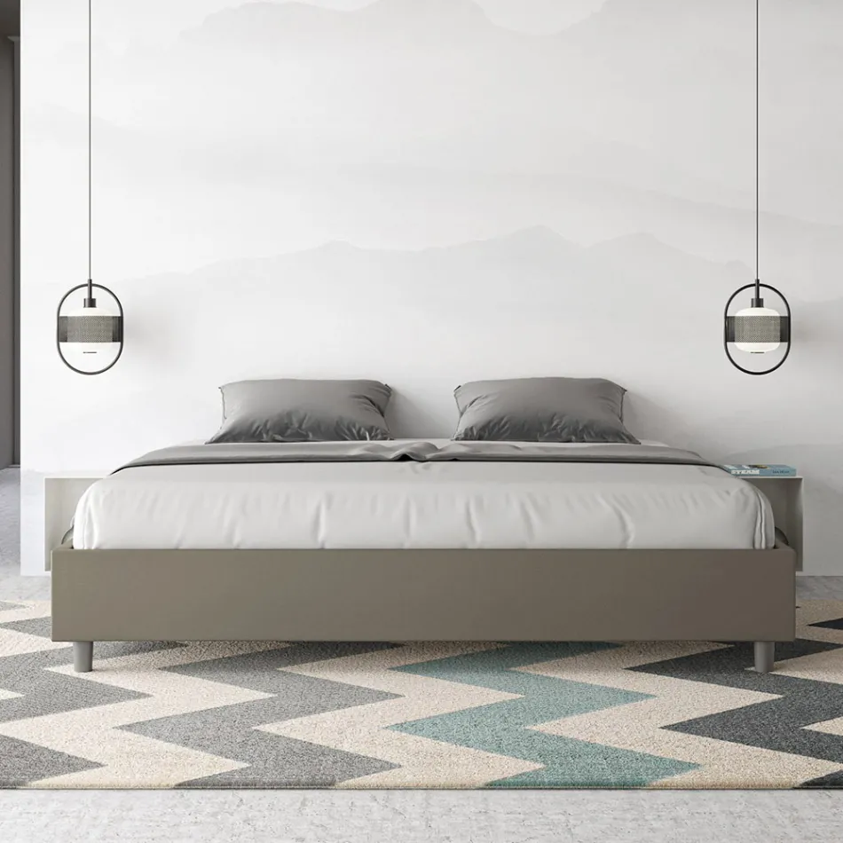 Manželská postel 200x200 cm čalouněná umělou kůží vyrobená v Itálii - Athlete Viadurini