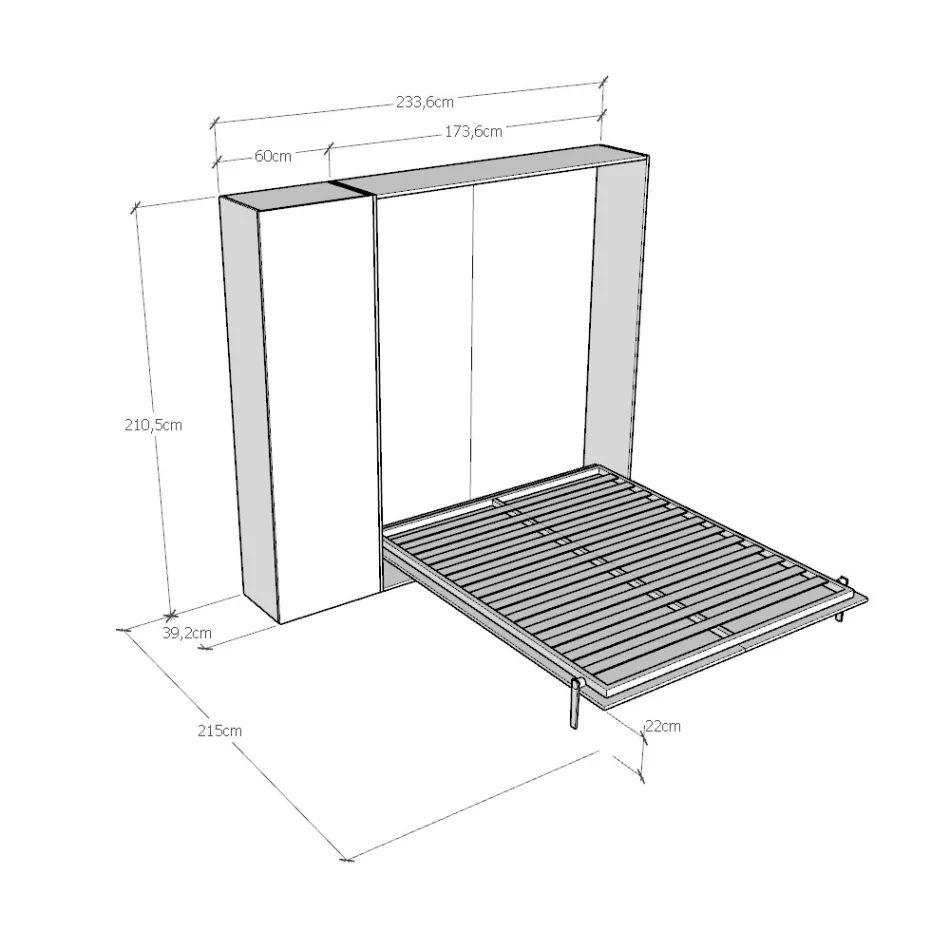 Vertikální skládací manželská postel se sloupem - Magicompare Viadurini