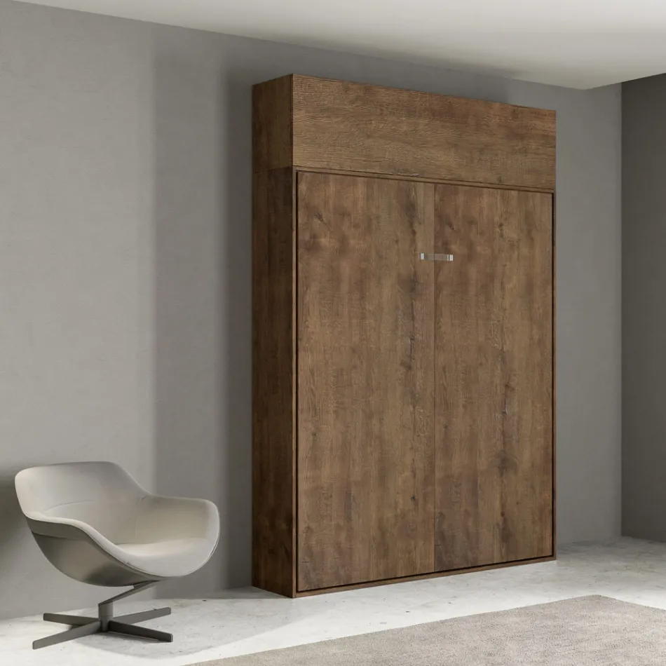 Vertikální skládací manželská postel s horním dílem - Magicompare Viadurini