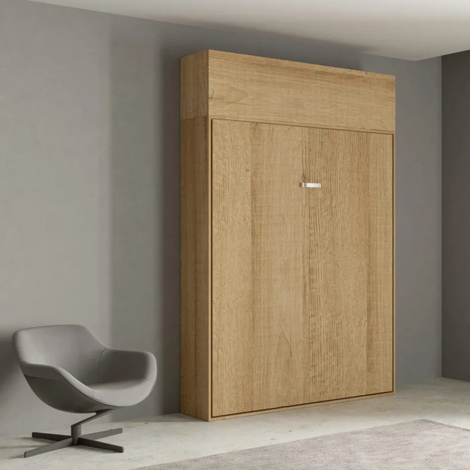 Vertikální skládací manželská postel s horním dílem - Magicompare Viadurini