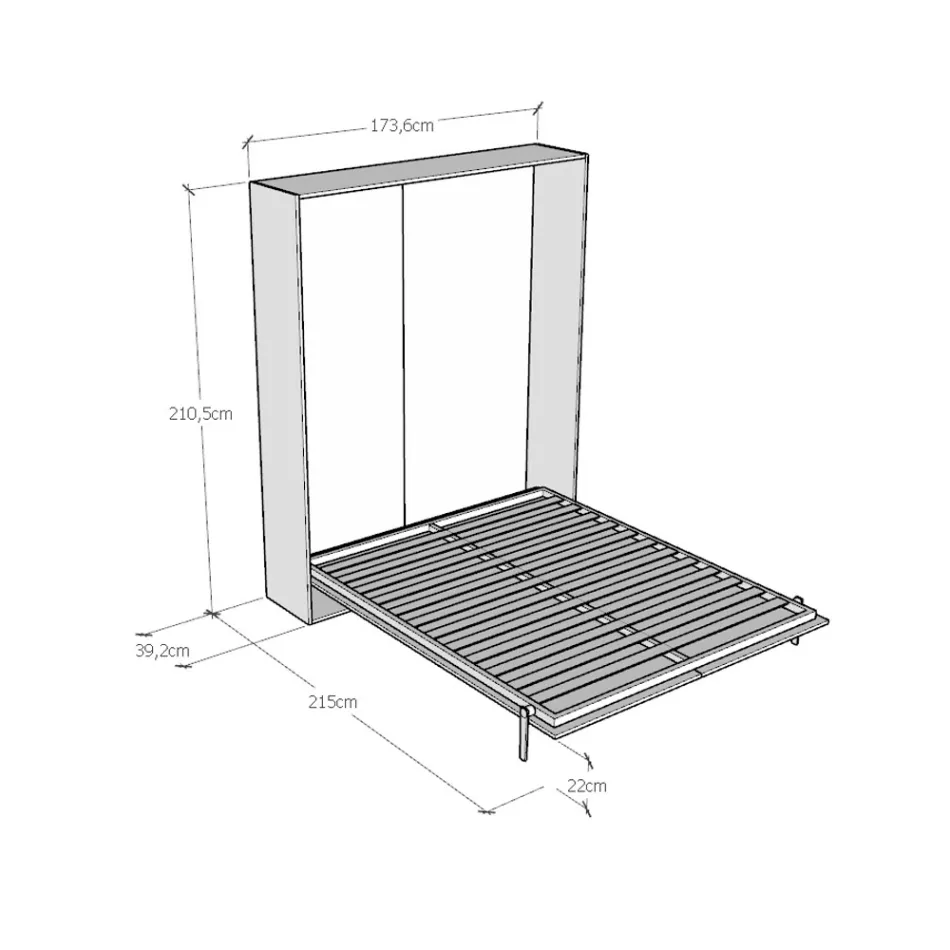 Vertikální skládací manželská postel v různých povrchových úpravách - Magicompare Viadurini