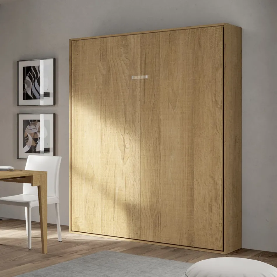 Vertikální skládací manželská postel v různých povrchových úpravách - Magicompare Viadurini