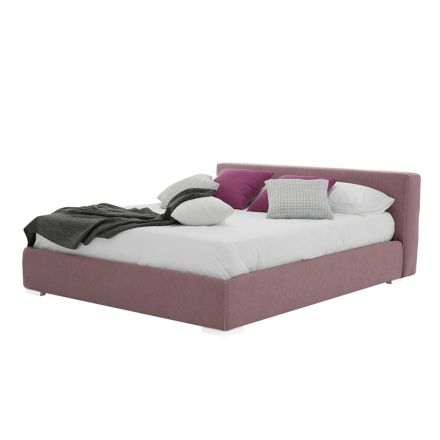 Nízká manželská postel s látkovým nebo eko-koženým boxem Made in Italy - Soraia Viadurini
