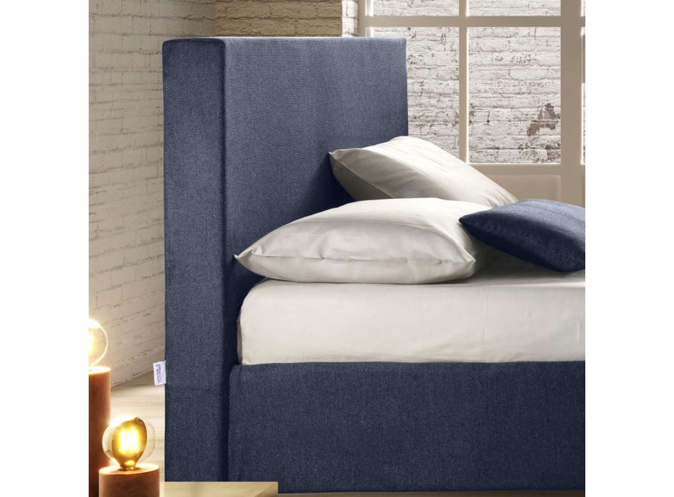 Manželská postel s látkovým úložným boxem Made in Italy - Verga Viadurini
